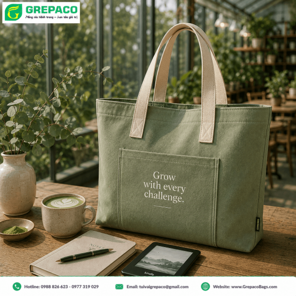 Túi vải bố canvas GREPACO bền đẹp, in logo theo yêu cầu.